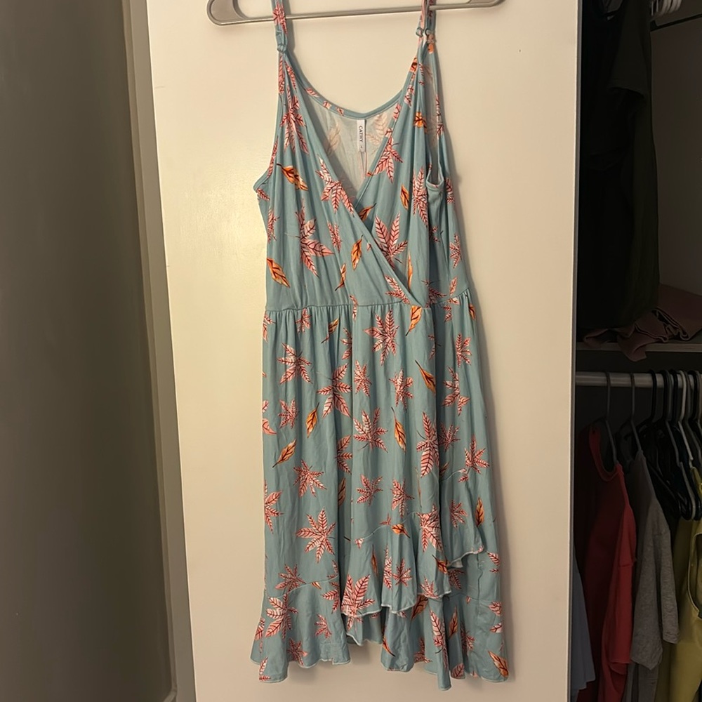 Blue patterned dress size large from a pop up store